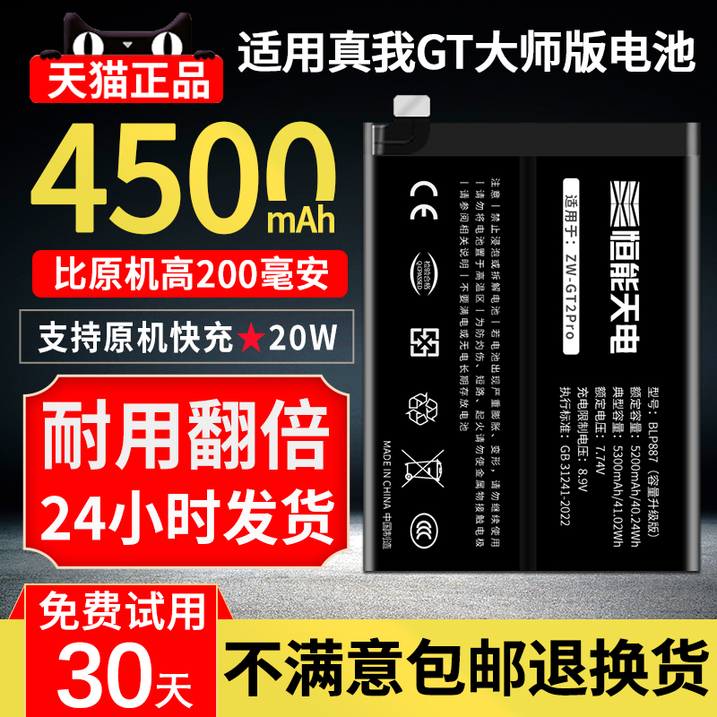 旗舰正品适用真我GT大师版电池