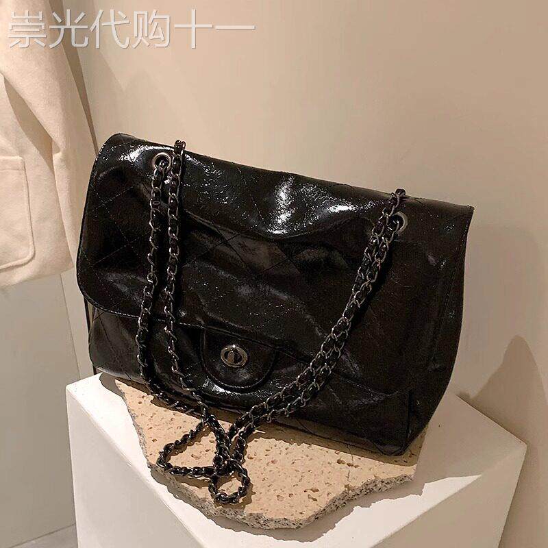 法国正品MK Jessie包包女链条菱格绣线大容量女包百搭单肩斜挎包