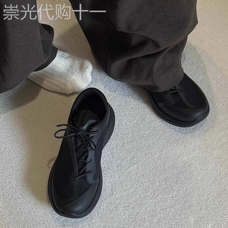 WLOFSD潮牌户外通勤慢跑鞋男2025新款黑色运动透气网面徒步赤足鞋