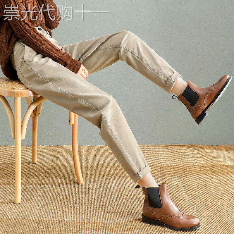 牛仔裤女秋冬加绒2025年新款高腰直筒宽松九分休闲萝卜哈伦老爹裤