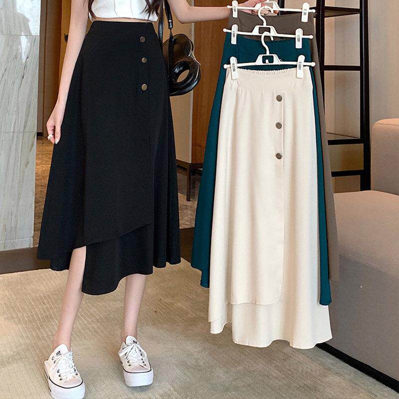 不规则半身裙女2026夏季新款小个子高腰显瘦时尚百搭休闲垂感裙子