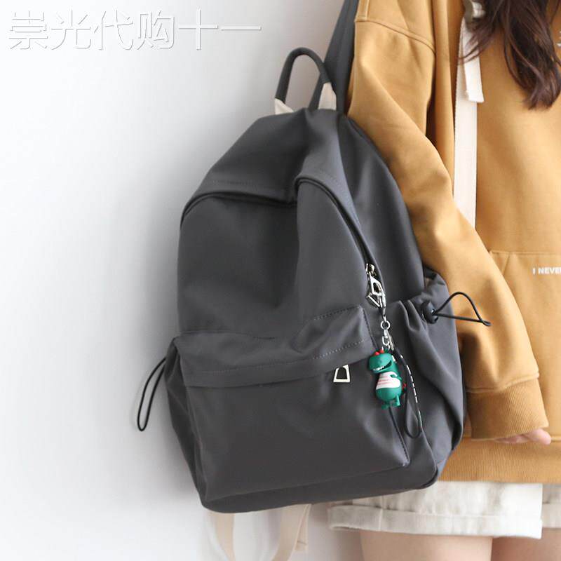 法国MK&ins女揹包韩版森系百搭简约纯色书包女大学生休闲双肩包潮