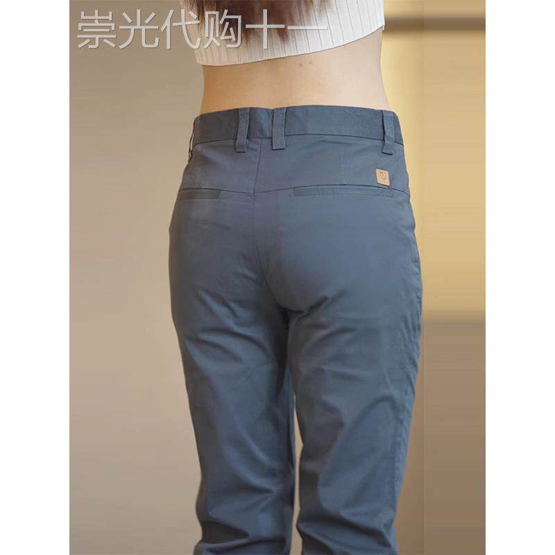 法国品牌高端灰色休闲裤男修身直筒纯棉裤子商务男士西裤秋季新款