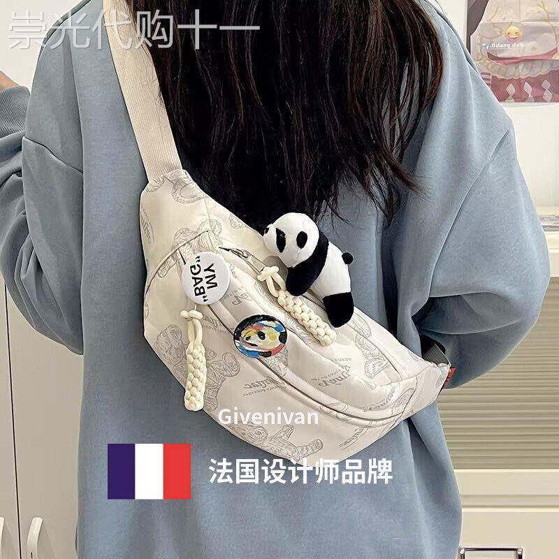 法国正品Givenivan 胸包女休闲日系百搭学生斜揹包户外运动腰包男