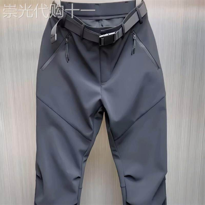 高端软壳冲锋裤男士2025新款秋冬季男裤户外登山直筒休闲裤子男款
