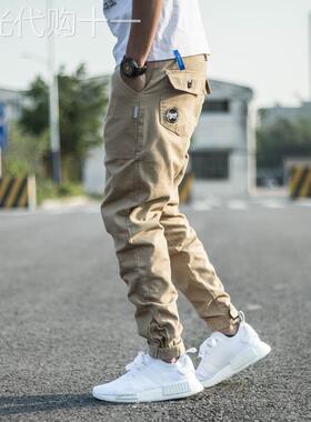 香港it代购欧美潮牌休闲男裤工装束脚裤哈伦小脚磨毛裤子