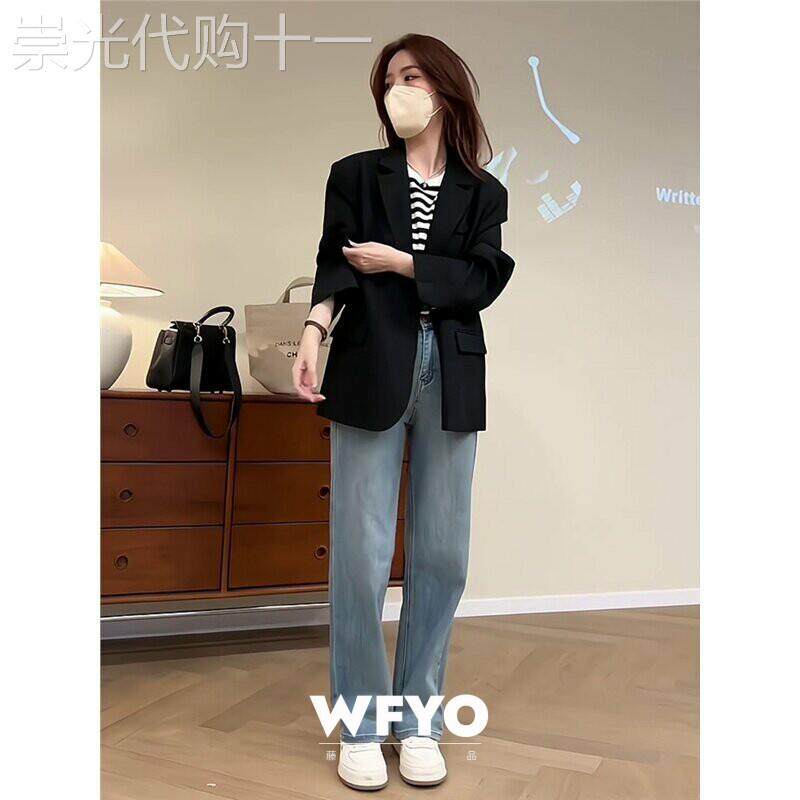 WFYO/黑色小西装外套女2026春新款韩系炸街小个子高级感休闲西服