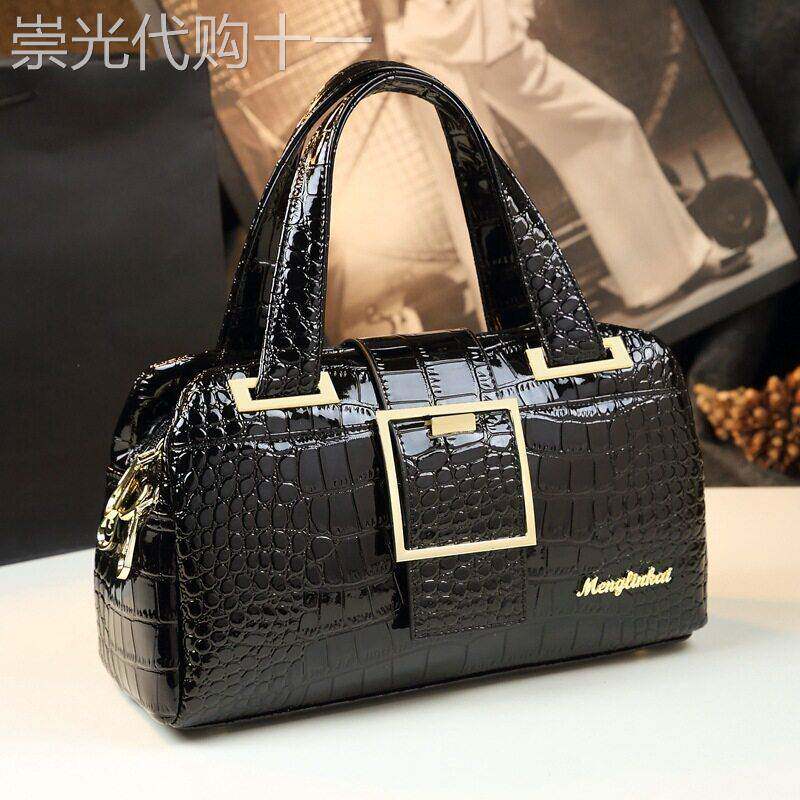 法国正品MK Jessie真皮女包大容量手提包时尚枕头包鳄鱼纹斜挎包