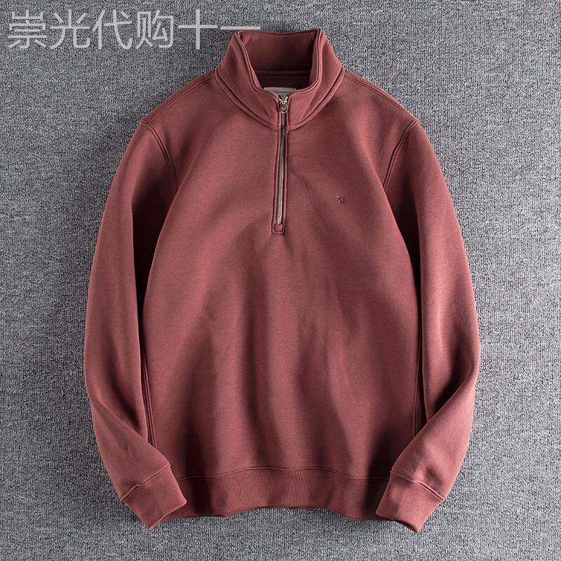 代购加棉加厚纯棉水洗做旧半高领休闲长袖秋冬新款套头卫衣外套男