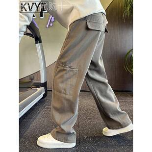 潮牌2025新款男士牛仔裤高级感秋冬季加绒裤子男款痞帅直筒阔腿裤