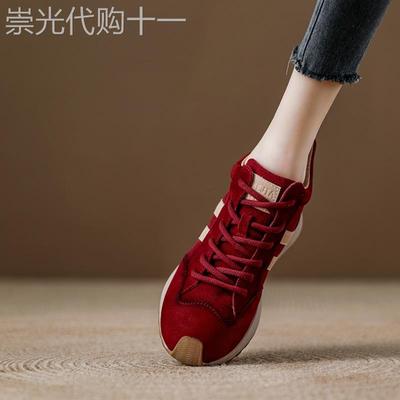 西班牙小众品牌ONGYSL红色高帮阿甘德训鞋厚底轻便运动休闲短靴女