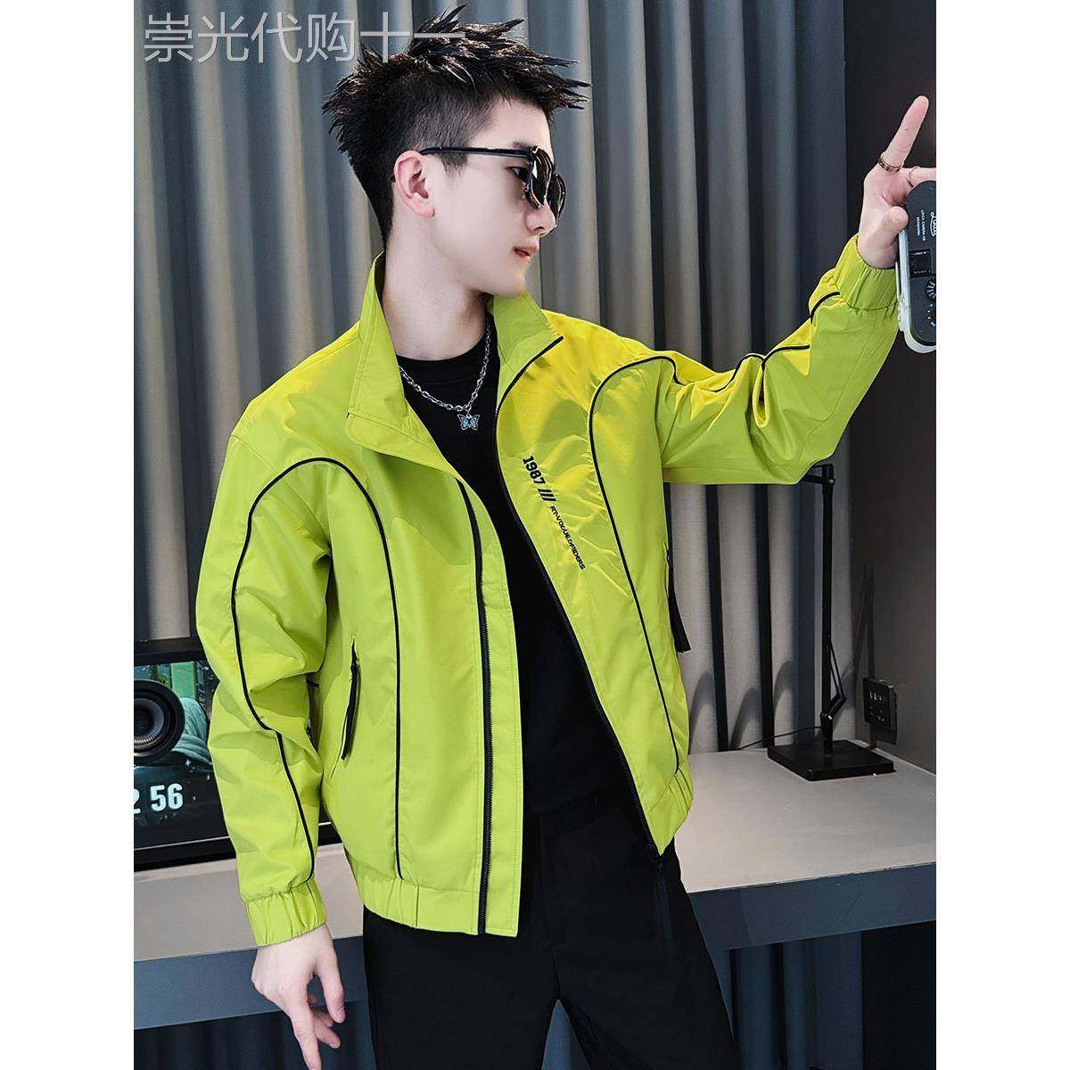 潮牌春秋季高级感夹克男款休闲上衣新款潮流帅气痞帅炸街百搭外套