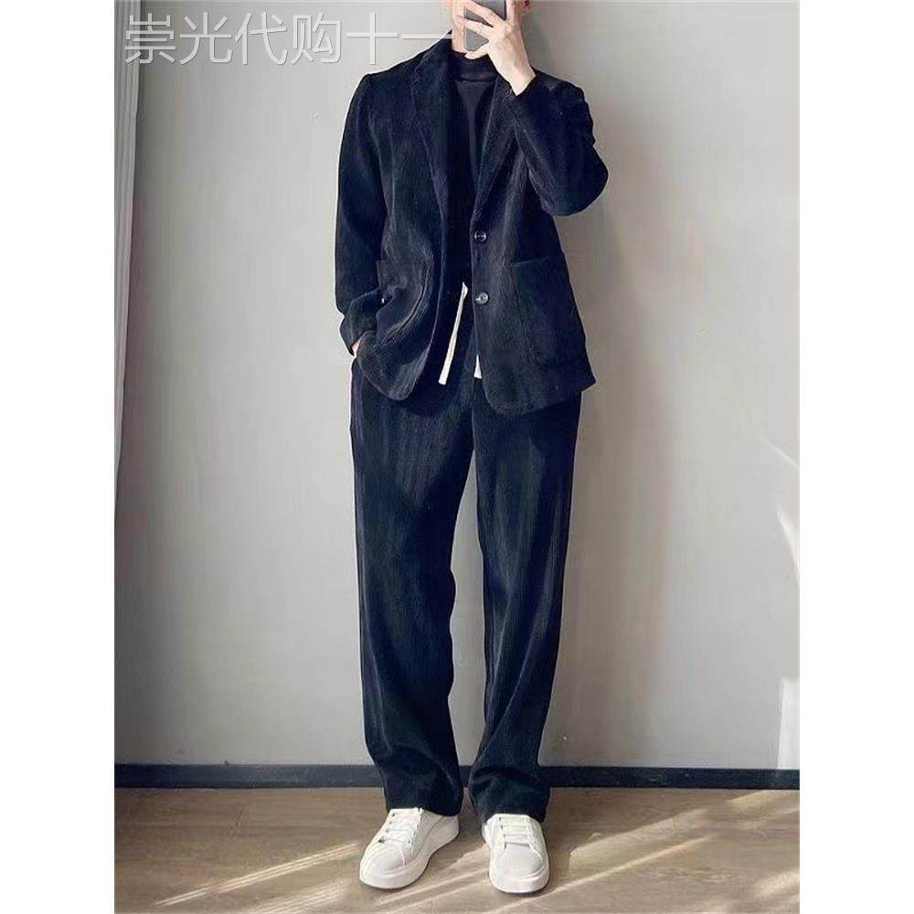 秋冬款西服套装2025新品款式外套休闲感百搭高级灯芯绒两件套男士