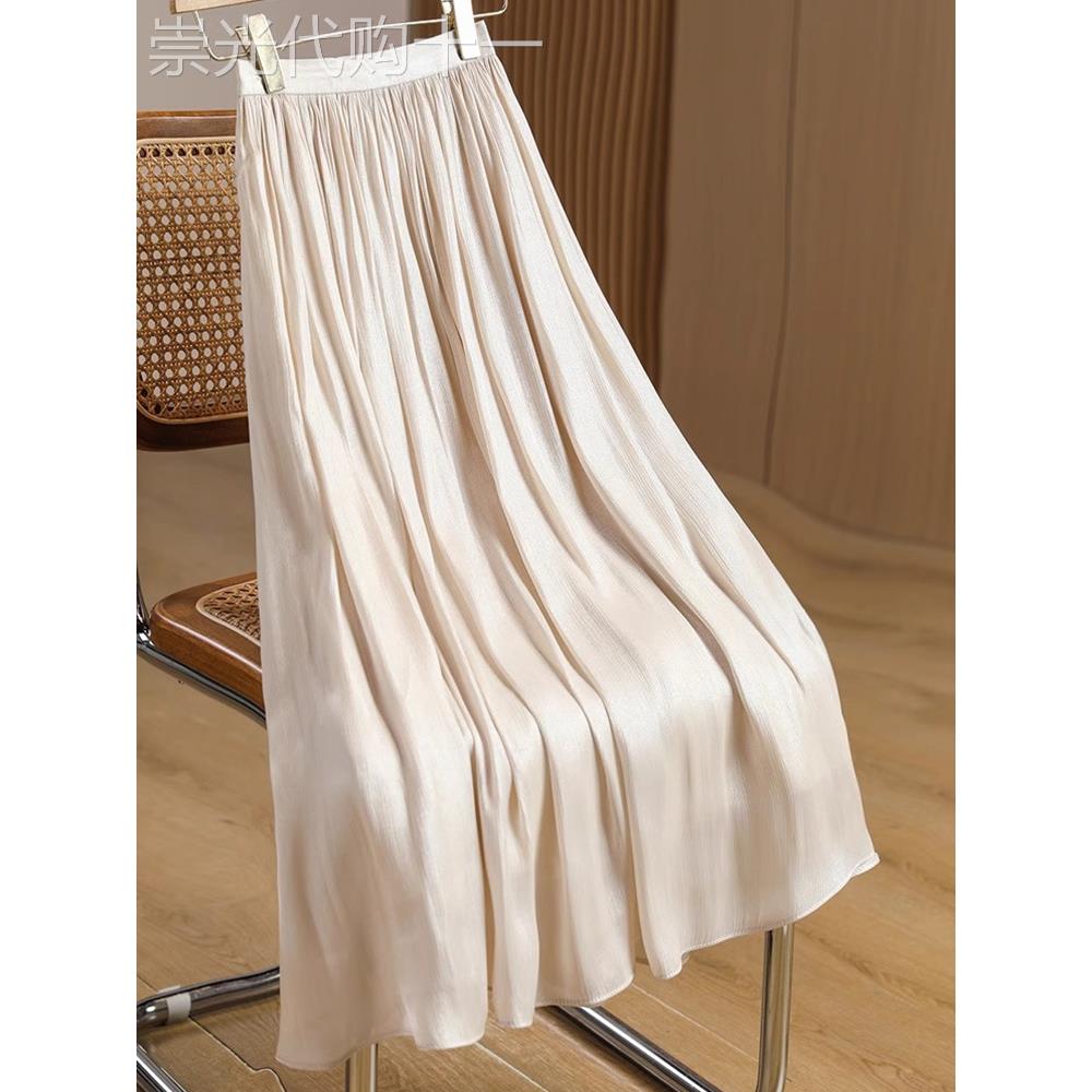 A字半身裙女2025年夏季新款流光纱气质雪纺高级感显瘦小个子伞裙