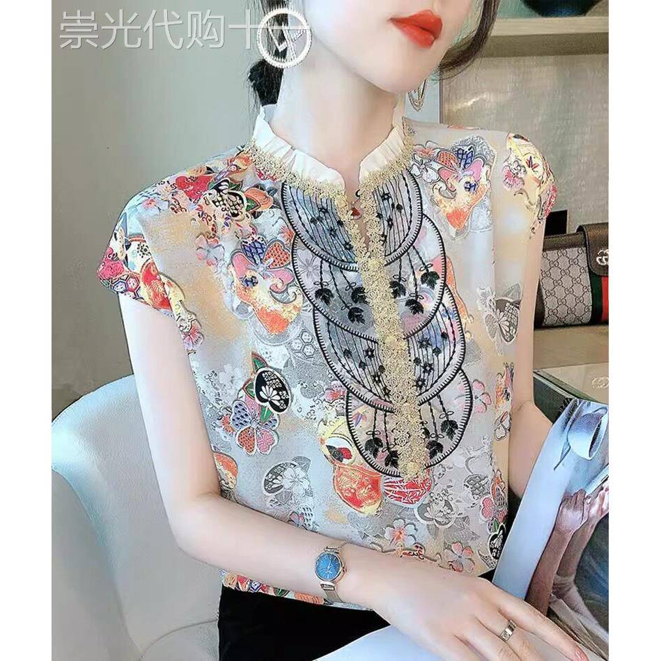 雪纺衬衫女2026新款夏季立领高级感轻奢减龄洋派新中式小衫上衣女