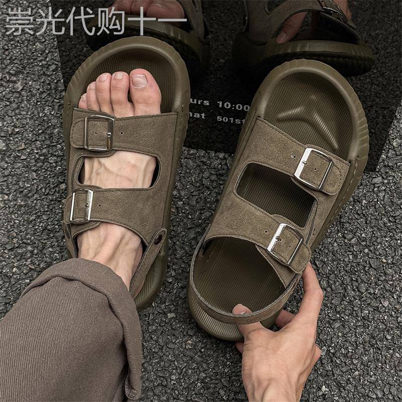 【高品质】夏季外穿凉鞋男厚底露趾户外开车沙滩鞋两穿拖鞋一字拖