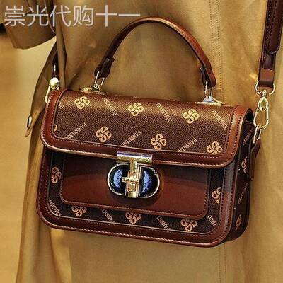 法国正品MK Jessie真皮包包女士百搭老花手提包小方包单肩斜挎包