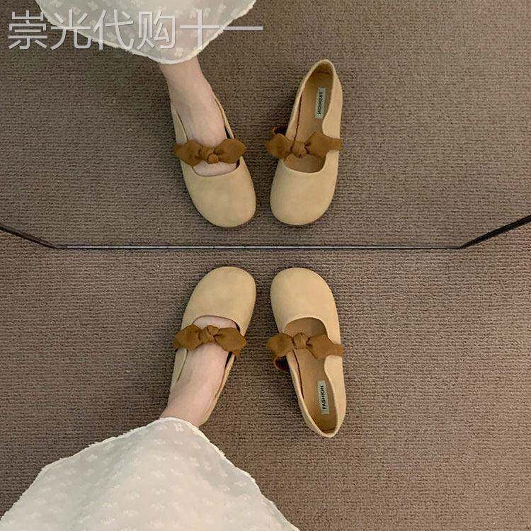 时尚平底休闲玛丽珍单鞋女款2026春秋季新款百搭一脚蹬潮流豆豆鞋
