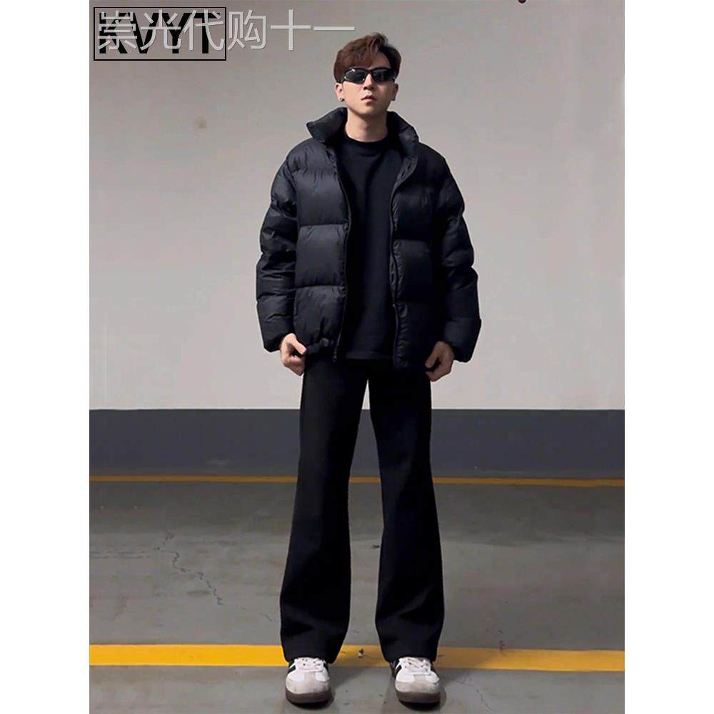 潮牌黑色美式微喇卫裤男士2025年秋冬季新款修身直筒运动裤男长裤