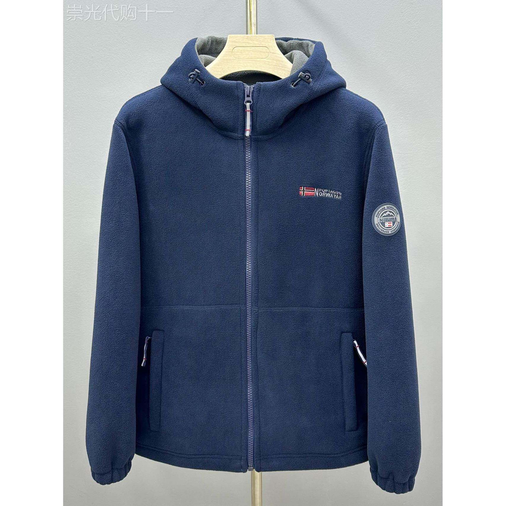 连帽抓绒衣男女款秋冬季加绒加厚防寒保暖棉服户外大码摇粒绒外套