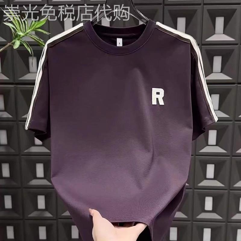 MAROLIO~打造潮男范儿！潮牌宽松圆领短袖男时尚撞色印花半袖上衣