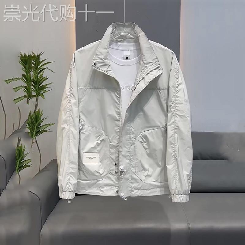UASK白色冲锋衣外套男春秋季薄款2025新款高端休闲男士立领夹克衫