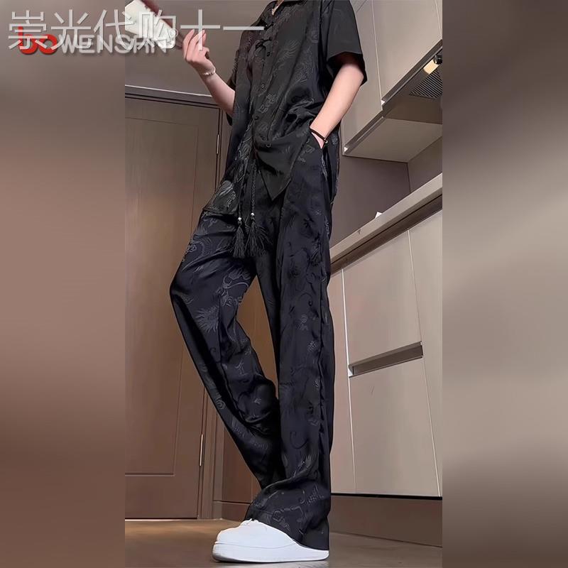 新中式国风冰丝短袖套装男士夏季2026新款衬衫搭配一套帅气男装潮