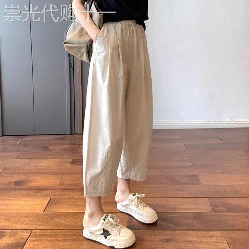 高腰直筒工装裤女窄版九分阔腿裤夏季薄款2026新款罗卜裤宽松休闲