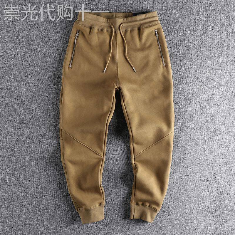 代购立体裁剪修身潮牌卫裤男秋冬加绒加厚休闲裤口袋拉炼运动裤