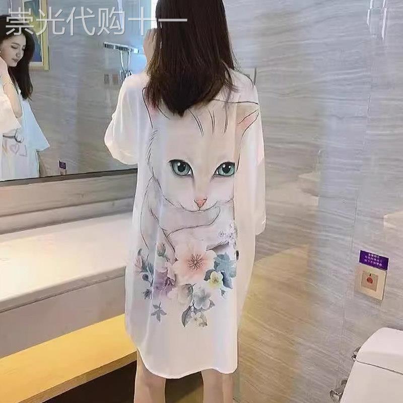 高级感冰丝睡裙女夏季新款欧货慵懒风性感衬衫睡衣网红薄款家居服