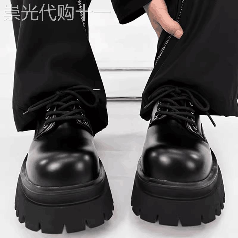 【高品质】德比鞋男女厚底黑色情侣皮鞋英伦真皮通勤高街大头鞋潮