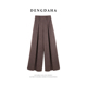 高腰显瘦毛呢裤 DENGDAHA「自成焦点」复古风竖纹松紧腰休闲裤 长裤