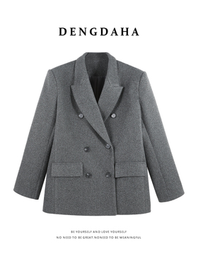 DENGDAHA「大哈」老钱风翻领排扣宽松外套HBZW800063