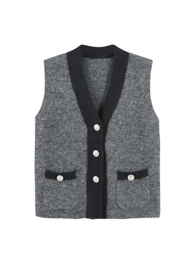 DENGDAHA 慵懒松弛质感高级感直筒版型针织马甲HBZX710012