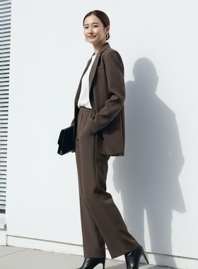 秋季新款简约通勤风金色单扣西装外套休闲裤时尚套装HBZW652095