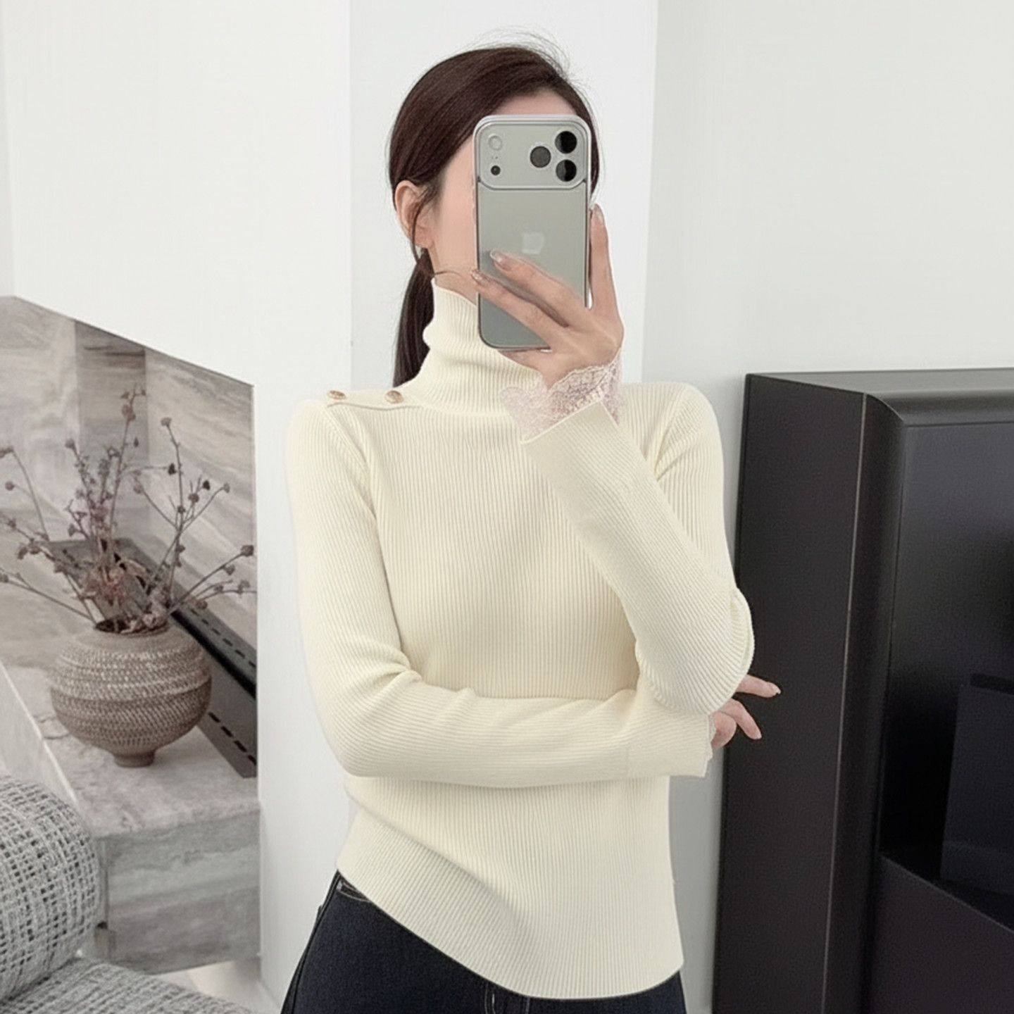 半高领打底衫女2025新款秋冬内搭高级感修身薄款针织上衣 nnassa