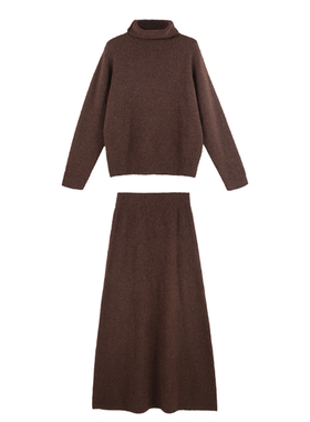 DENGDAHA「大哈」慵懒风 琥珀流光色系显瘦针织套装HBZX710051-1