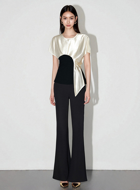 「大哈」2025夏季新款拼接撞色T恤显腰休闲时尚SHBZX621230