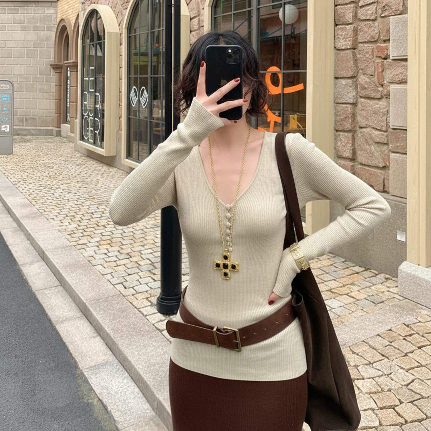 秋冬长袖针织衫2025新款修身打底纯色显瘦纯欲上衣 nnassa