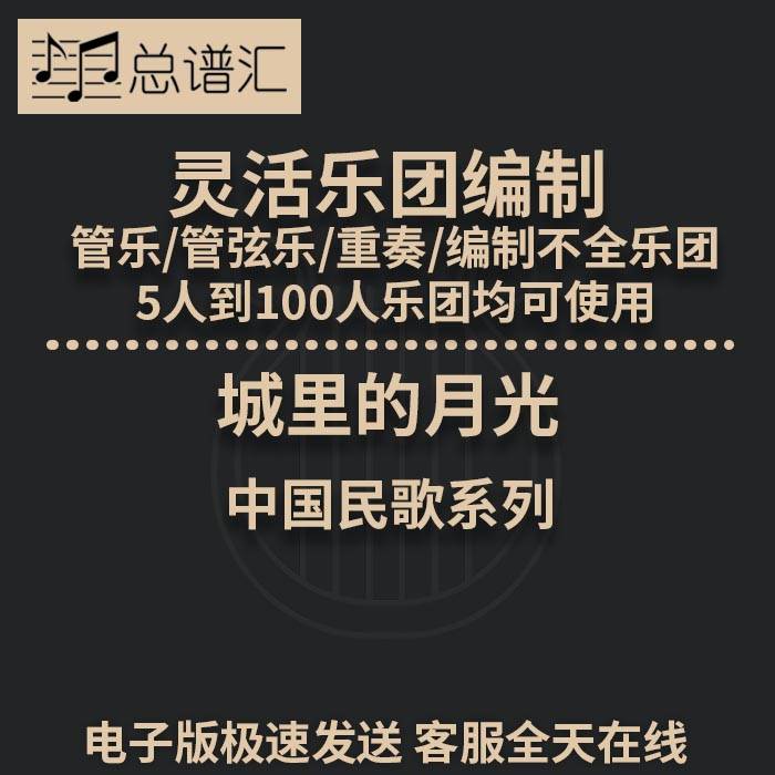 城里的月光3级灵活乐团编制中国民歌弦乐五重奏弦乐团总谱分谱MP3