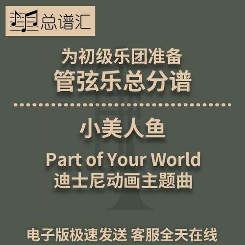 小美人鱼Part of Your World迪士尼动画主题曲3级管弦乐总分谱MP3