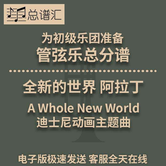 全新的世界  迪士尼动画主题曲 3级 初级管弦乐 交响乐 总分谱MP3