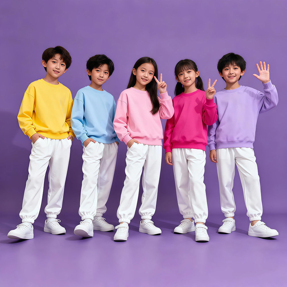 儿童糖果色卫衣啦啦队演出服