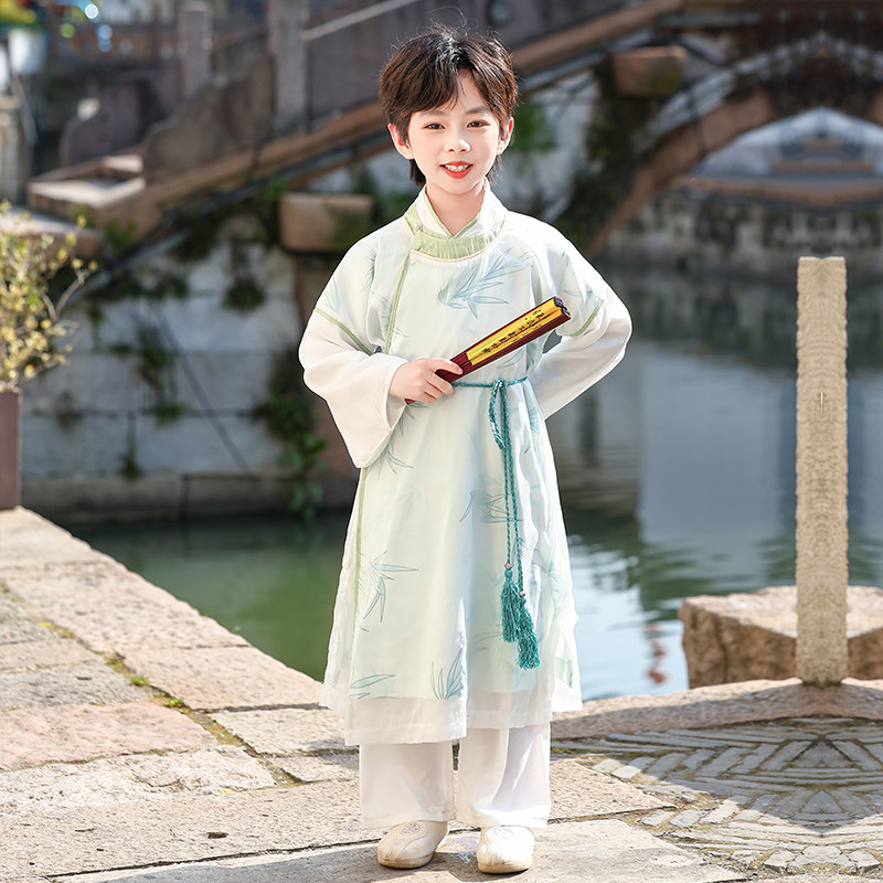 汉服男童2026新款儿童帅气古装国学演出服女童古风超仙连衣裙夏季 - 实物图
