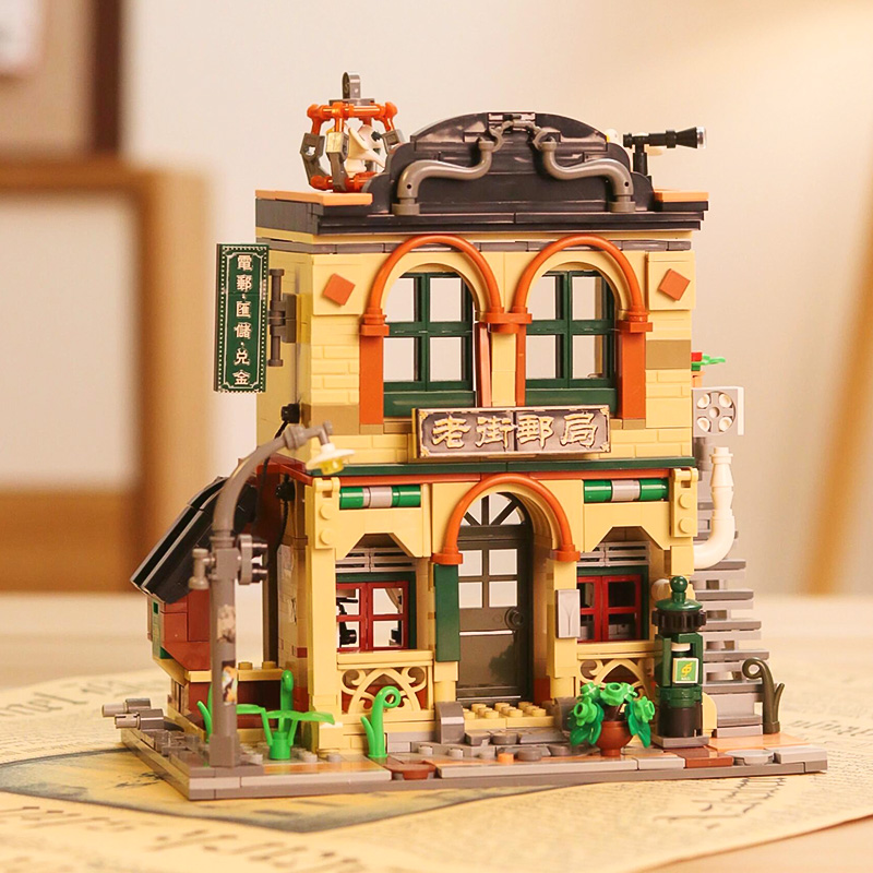 哲高积木复古街景系列老