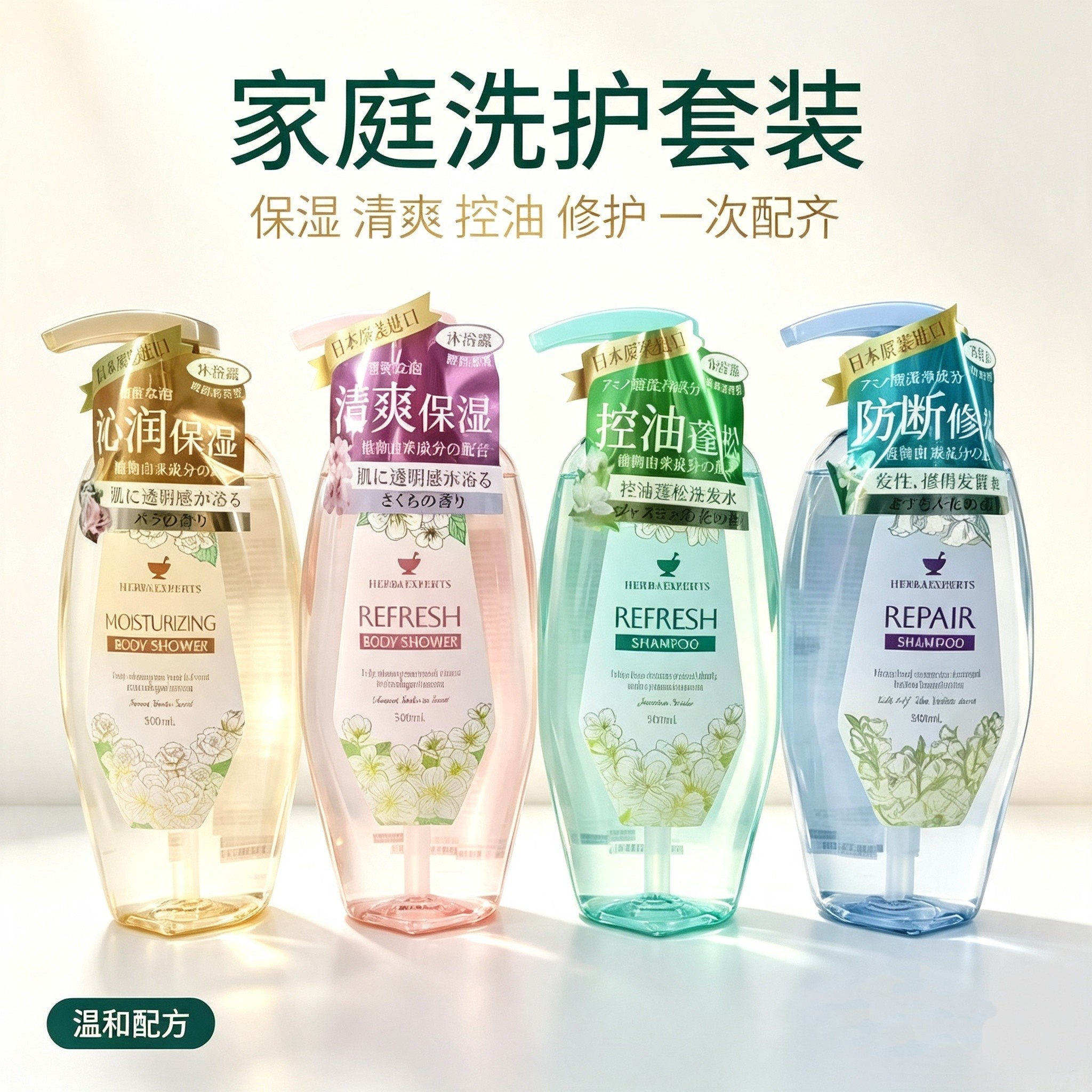 莱清菲洗发水控油蓬松无硅油莹润修复洗发露留香清爽润肤沐浴露