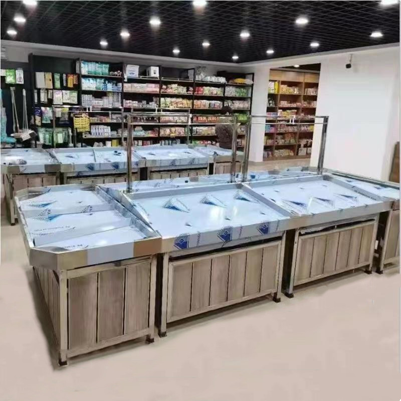 不锈钢超市中岛组合蔬菜架