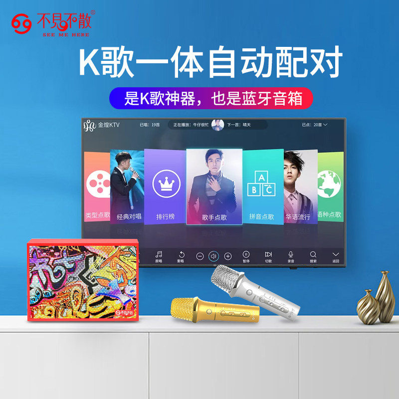 不见不散家庭ktv音响套装卡拉ok一体机家用K歌唱歌设备套装点歌机