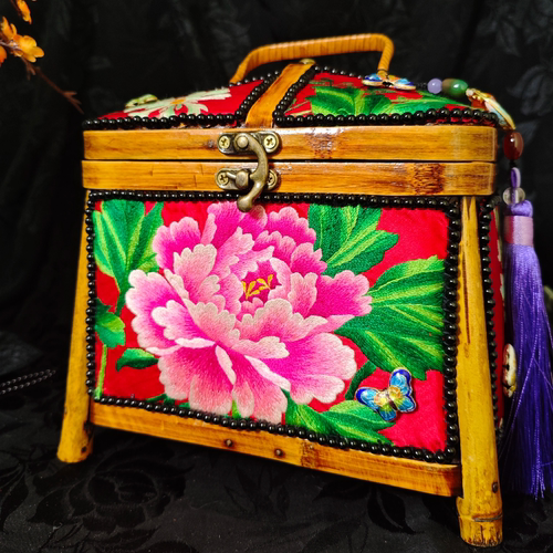 行素老绣定制中国风汉服旗袍中式手工刺绣手拎手提女包孤品婚宴包