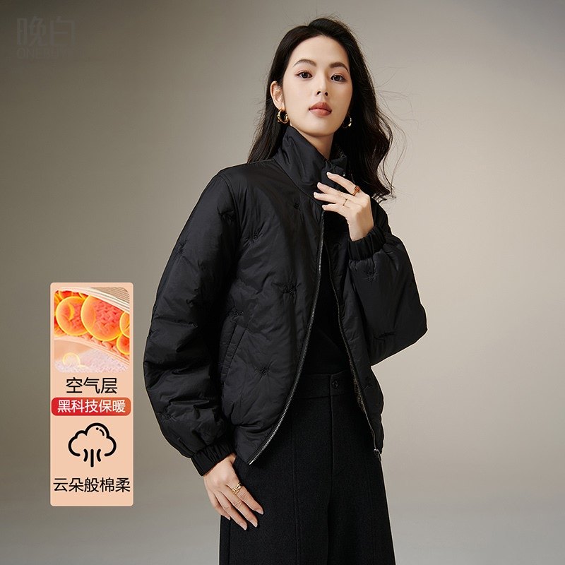 晚白【夹棉保暖夹克棉服】冬气质翻领格子内里休闲百搭外套女,女装/女士精品,短外套,淘宝优惠券,粉丝福利购,淘宝优惠卷